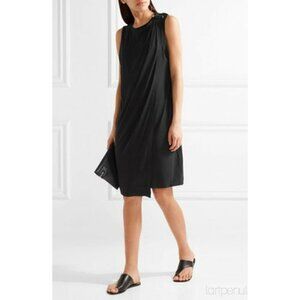 BY MALENE BIRGER Junni Black Draped Jersey Knee Length Shift Dress, Size L